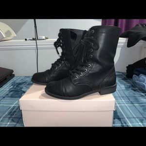 Womens Combat Military Boots Lace Up And Zip Up Size 7